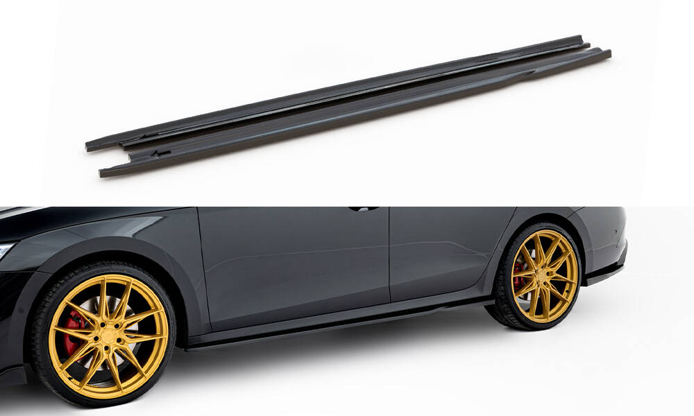 Street+ Seitenschweller Leisten V.1 passend für Skoda Octavia RS Liftback / Combi Mk4 FL schwarz Hochglanz
