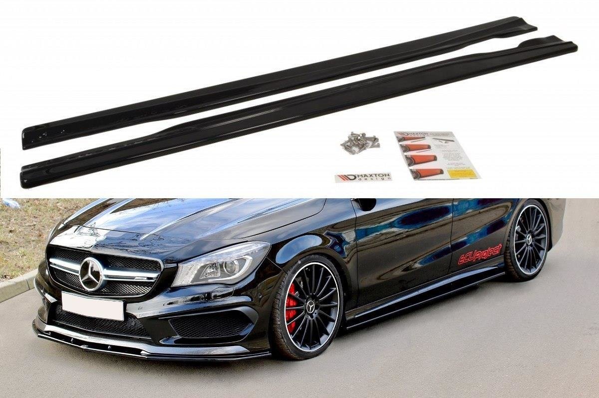 Street+ Seitenschweller Leisten passend für Mercedes CLA 45 AMG C117/A45 AMG W176 vor FL schwarz Hochglanz