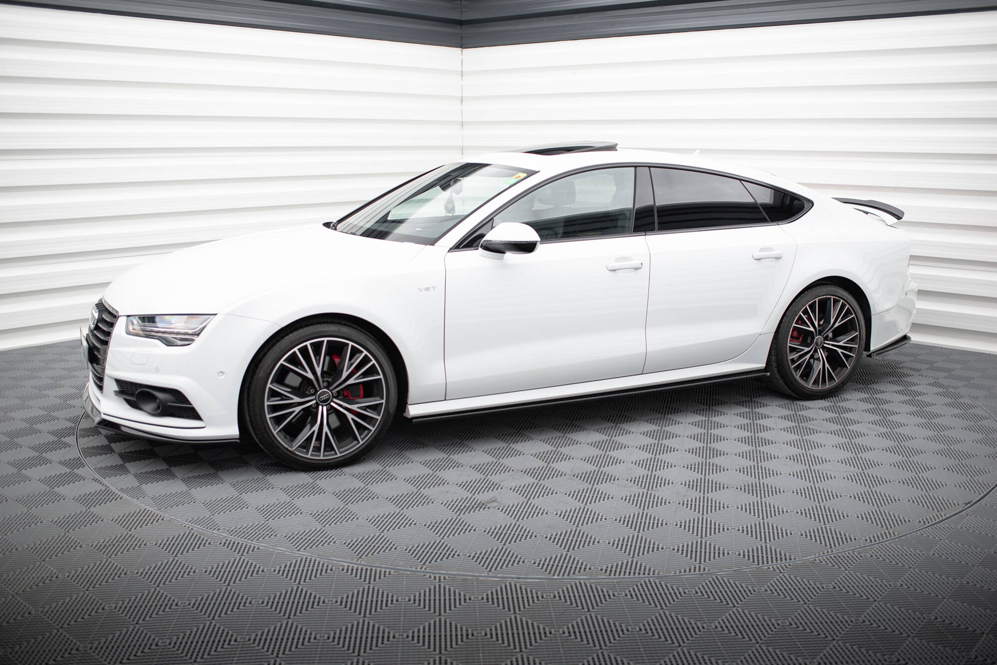Street+ Seitenschweller Leisten passend für Audi S7 / A7 S-Line C7 FL schwarz Hochglanz