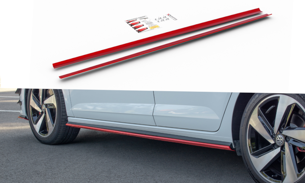 Side Skirts Diffusers VW Polo GTI / R-line Mk6 schwarz Hochglanz