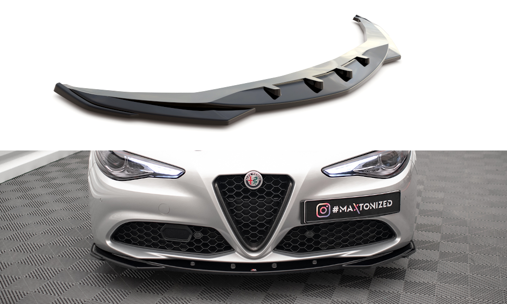 Street+ Spoilerlippe Front Ansatz V.2 passend für Alfa Romeo Giulia Sport schwarz Hochglanz