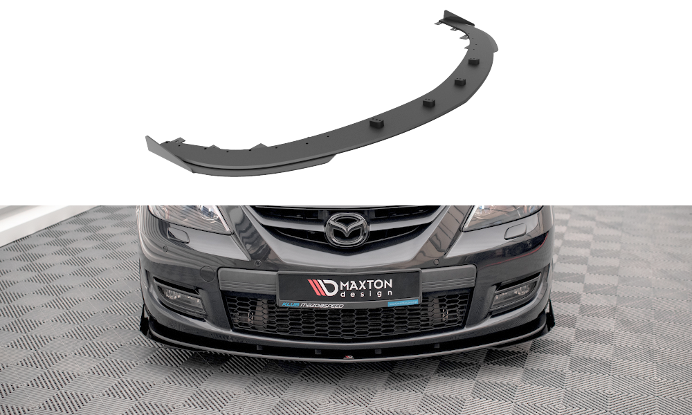 Street Pro Spoilerlippe Front Ansatz + Flaps V.1 passend für Mazda 3 MPS Mk1 schwarz Hochglanz