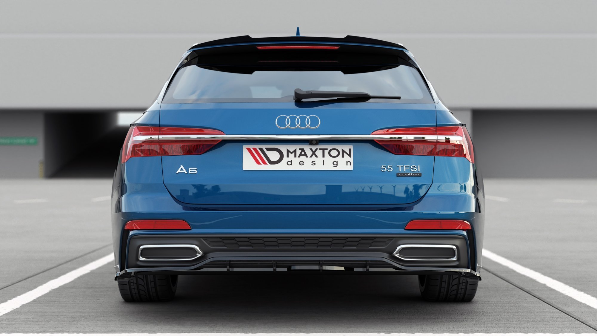 Mittlerer Cup Diffusor DTM Look Heck Ansatz für Audi A6 S-Line C8 schwarz Hochglanz