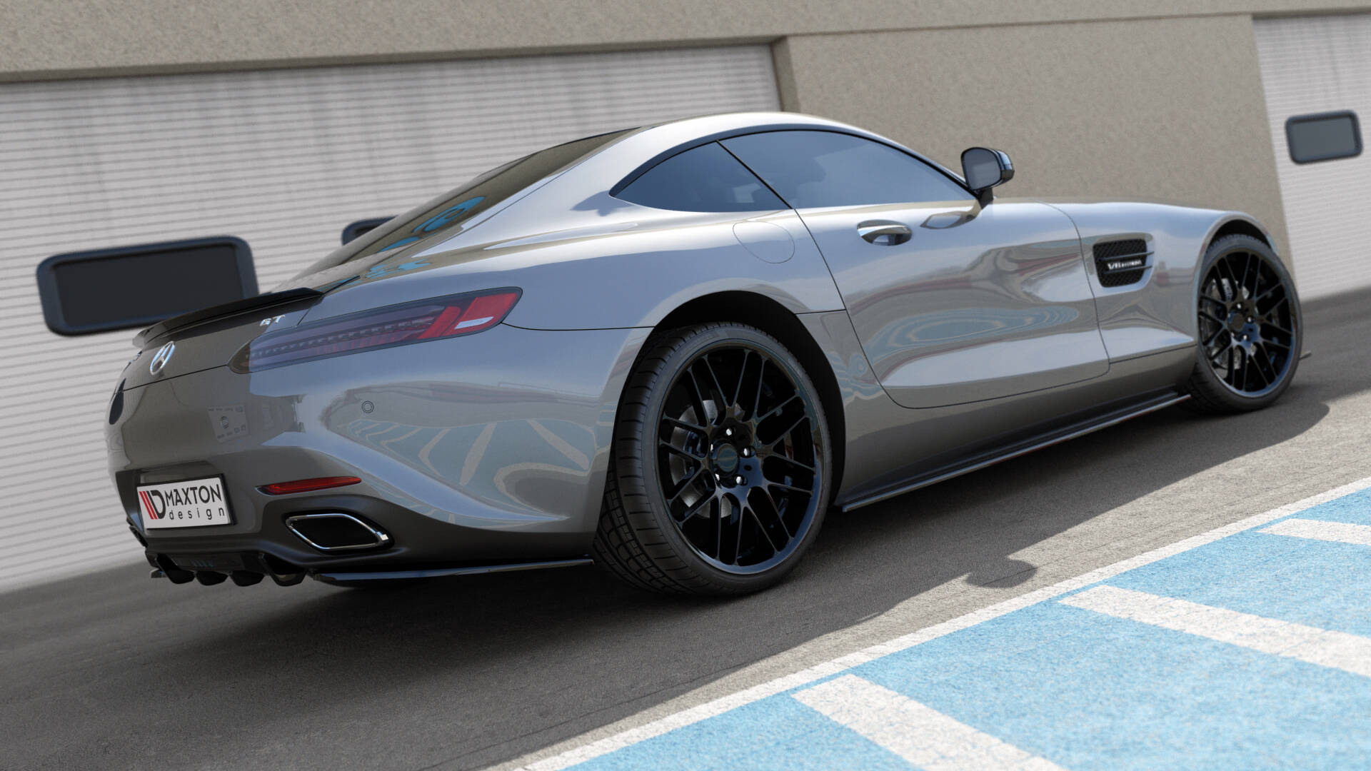 Street+ Heck Ansatz Diffusor passend für Mercedes-AMG GT / GT S C190 FL schwarz Hochglanz