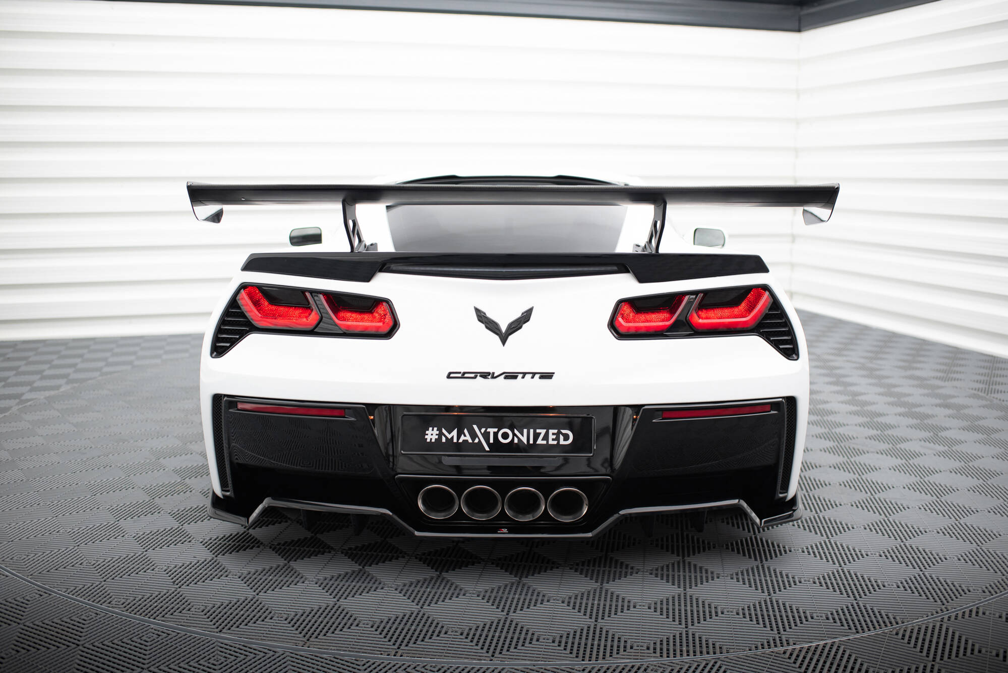 Carbon Heck Spoiler Heckflügel Standfuß Innen passend für Chevrolet Corvette Stingray / Grand Sport C7