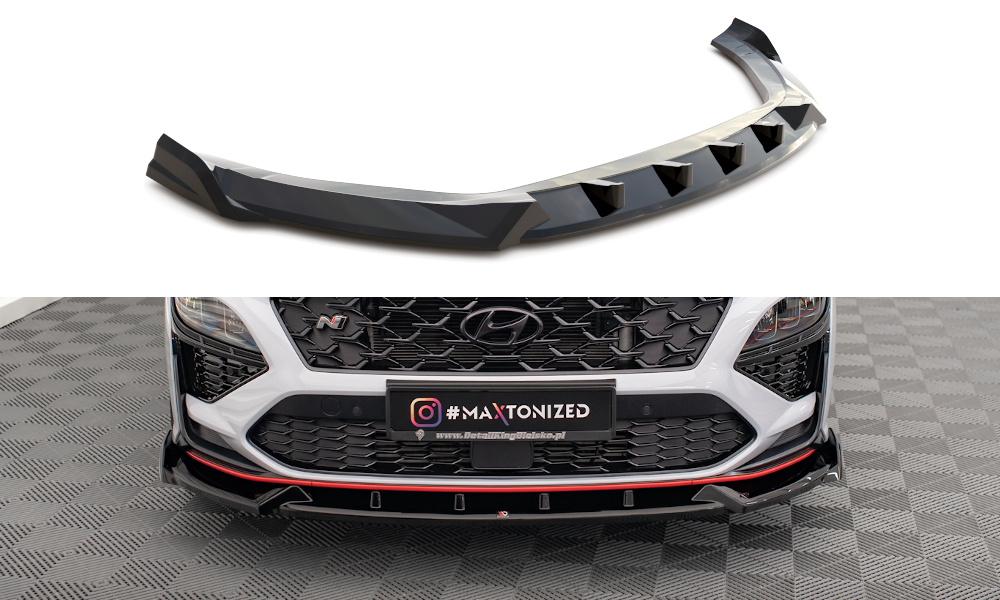 Street+ Spoilerlippe Front Ansatz V.1 passend für Hyundai Kona N Mk1 schwarz Hochglanz