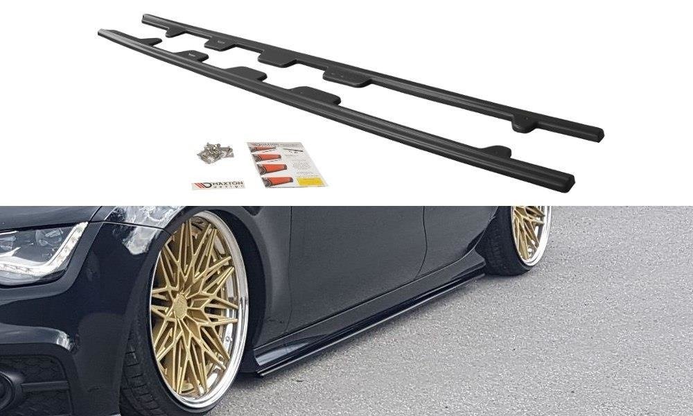 Seitenschweller Ansatz für V.1 für Audi S7 / A7 S-Line C7 schwarz Hochglanz