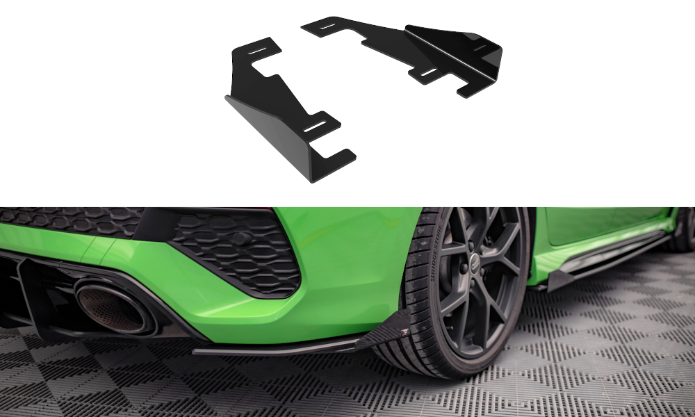 Hintere Seiten Flaps passend für Audi RS3 Limousine 8Y schwarz Hochglanz