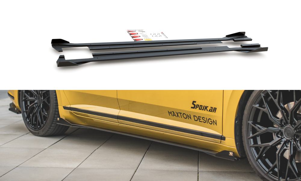Street Pro Seitenschweller Leisten + Flaps passend für VW Arteon R-Line Limousine / Shooting Brake Mk1 schwarz Hochglanz