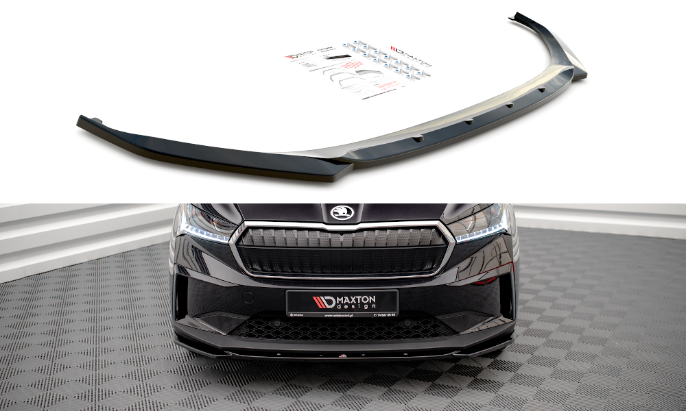 Street+ Spoilerlippe Front Ansatz V.3 passend für Skoda Enyaq iV schwarz Hochglanz
