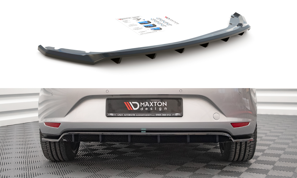 Street+ Mittlerer Diffusor RACE Heck Ansatz passend für Seat Leon Hatchback Mk3 schwarz Hochglanz