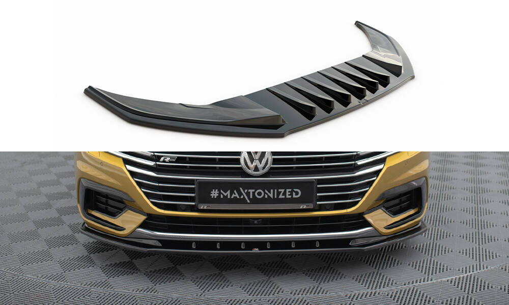 Street+ Spoilerlippe Front Ansatz V.3 passend für VW Arteon R-Line Limousine / Shooting Brake Mk1 schwarz Hochglanz