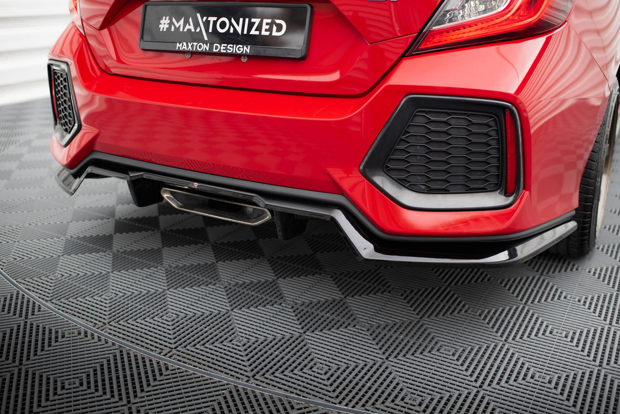 Street+ Mittlerer Diffusor RACE Heck Ansatz passend für Honda Civic SI Mk10 schwarz Hochglanz