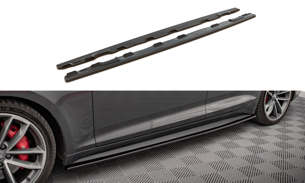 Seitenschweller Ansatz für Audi S5 / A5 S-Line F5 Sportback schwarz Hochglanz