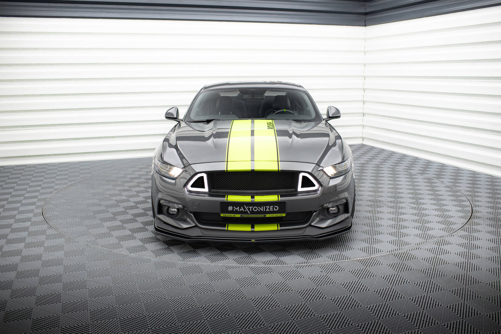 Street+ Spoilerlippe Front Ansatz passend für Ford Mustang GT Mk6 schwarz Hochglanz