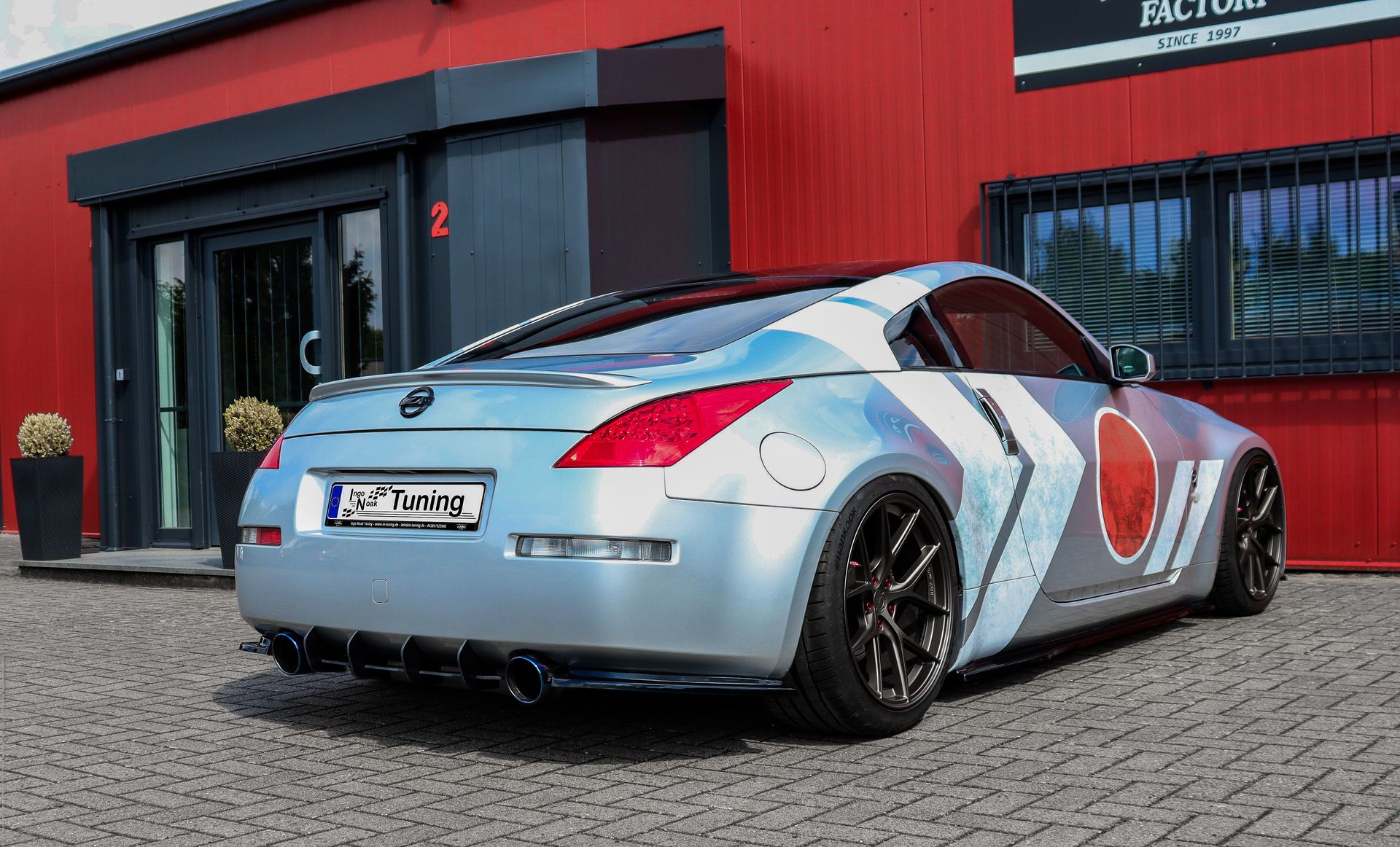 Gefräster Heckansatz mit Finnen aus ABS für Nissan 350Z Coupe+Roadster