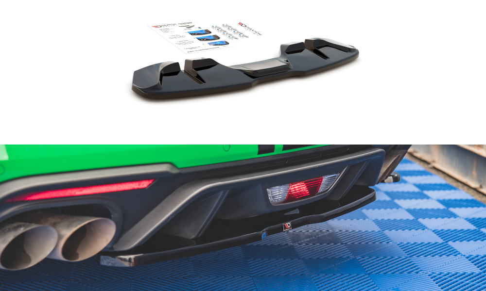 Street+ Mittlerer Diffusor Heck Ansatz passend für Ford Mustang GT Mk6 FL schwarz Hochglanz