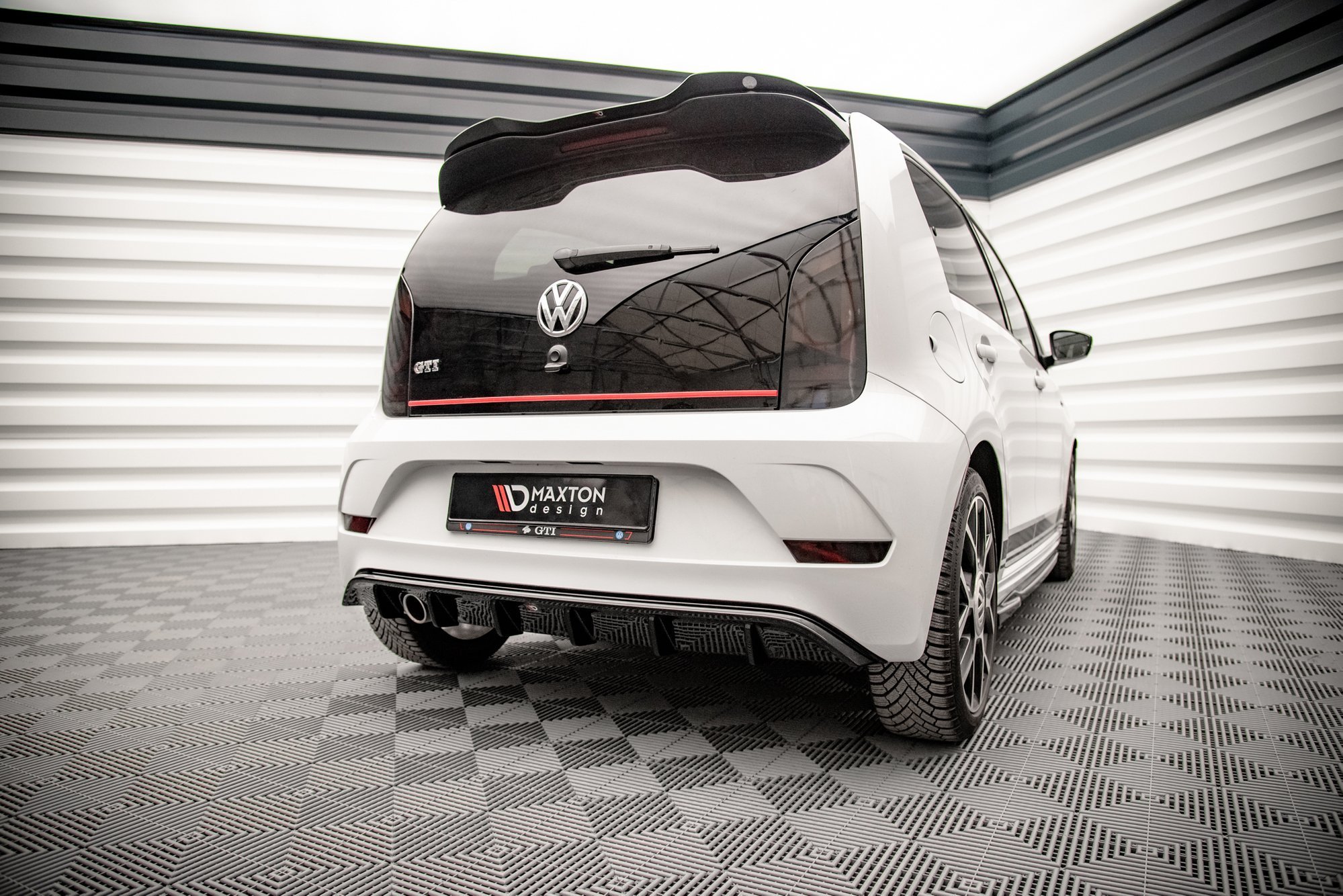 Heck Spoiler Aufsatz Abrisskante passend für VW Up GTI schwarz Hochglanz
