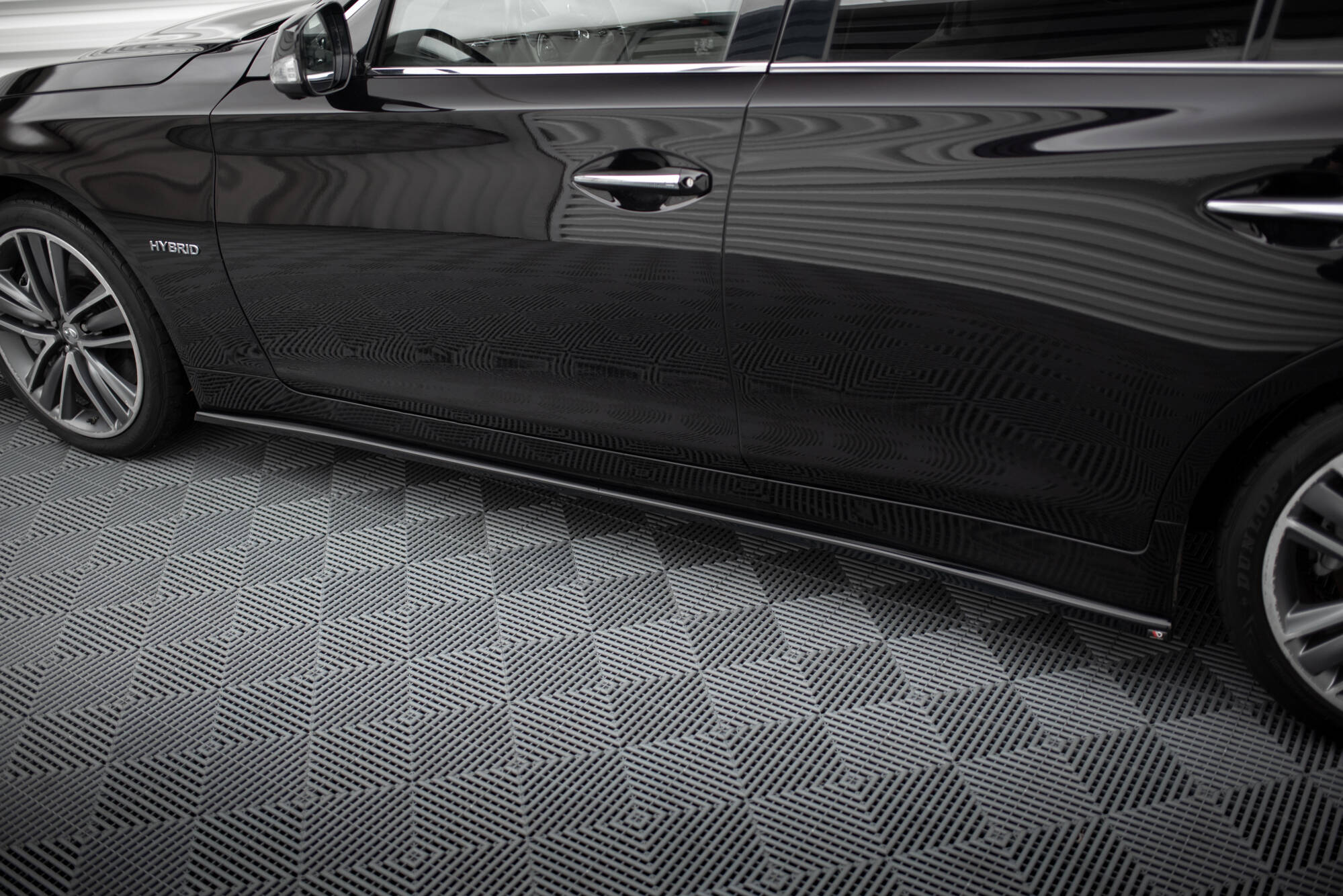 Seitenschweller Ansatz Paar V.2 passend für Infiniti Q50 S Mk1 schwarz Hochglanz