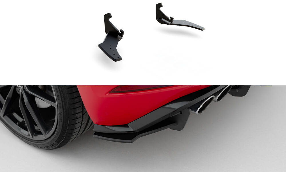 Street Pro Heck Ansatz Diffusor + Flaps passend für VW Golf 7 R FL schwarz-rot