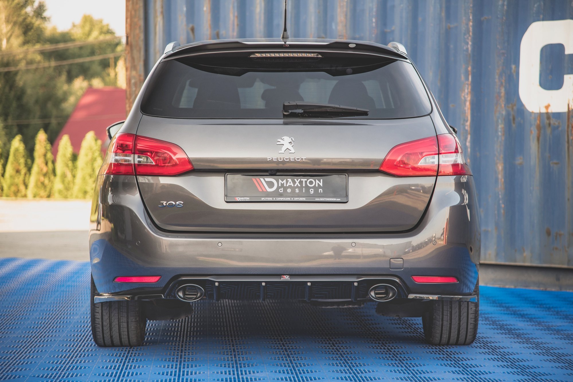 Street+ Heck Ansatz Diffusor + Endrohre passend für Peugeot 308 SW Mk2