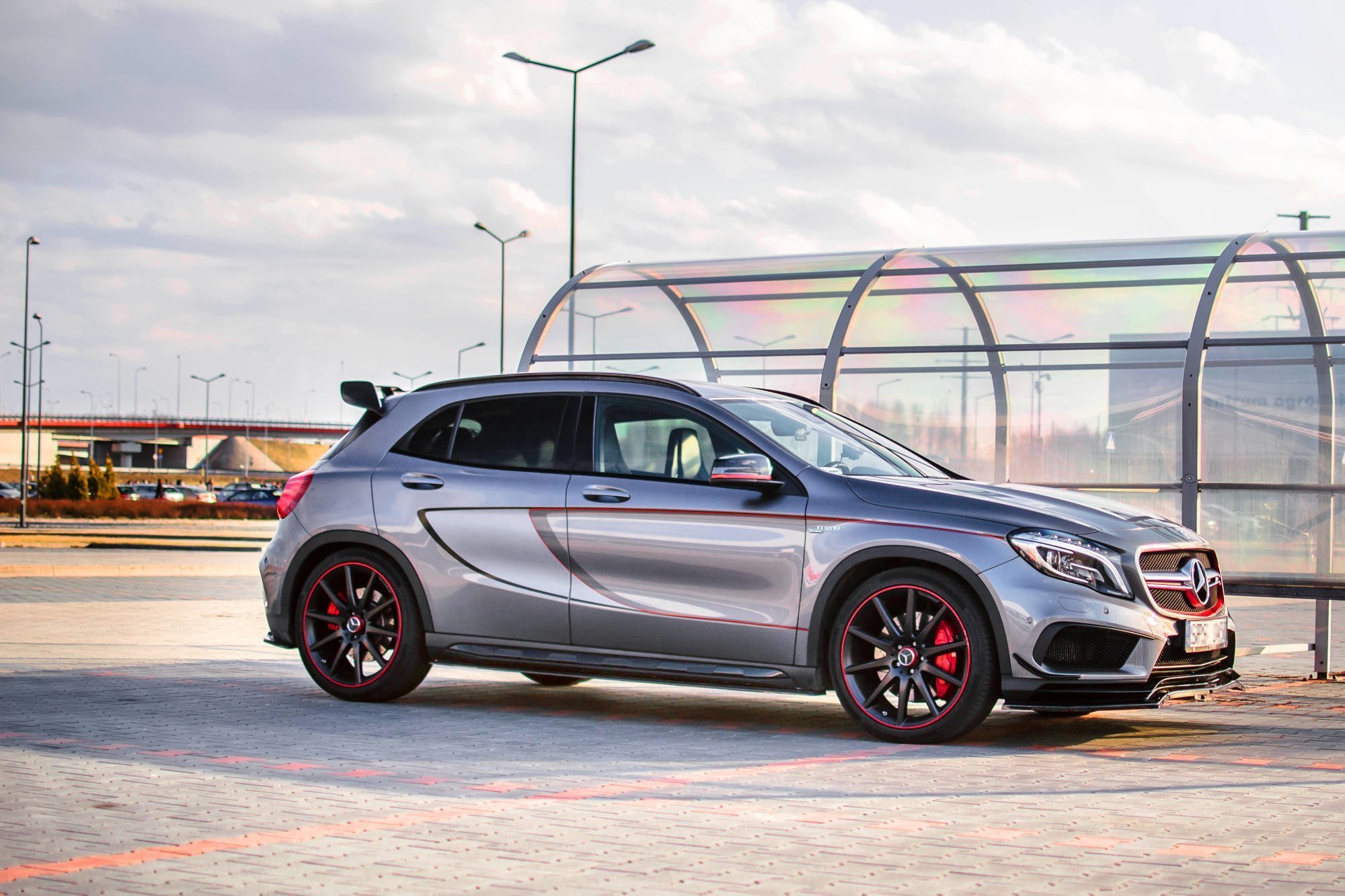 Seitenschweller Ansatz für Mercedes GLA 45 AMG SUV X156 vor Facelift Carbon Look