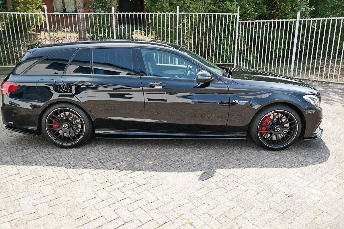 Street+ Seitenschweller Leisten V.1 passend für Mercedes C-Klasse S205 63 AMG schwarz Hochglanz