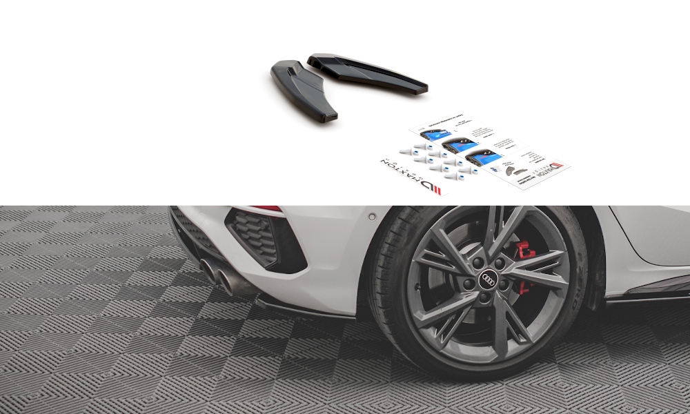 Street+ Heck Ansatz Flaps V.1 passend für Audi S3 Sportback 8Y schwarz Hochglanz